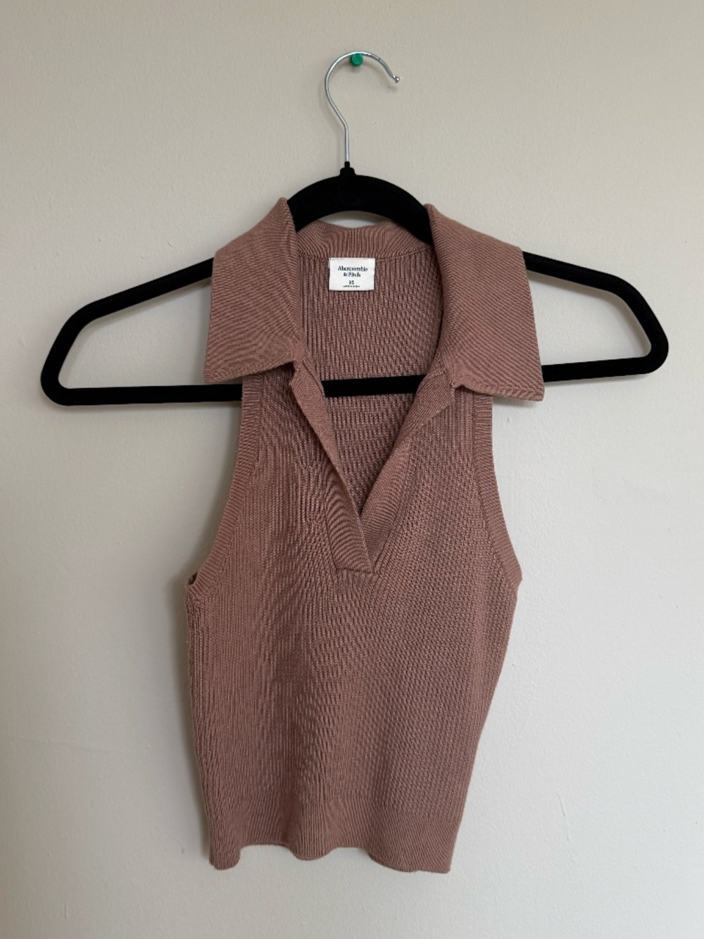 Abercrombie Tan Polo Crop Top | Light Brown | Stretchy | Size XS-M